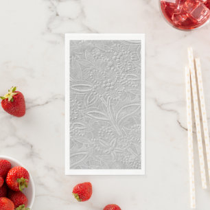 Gray Floral Embossed Look Napkin