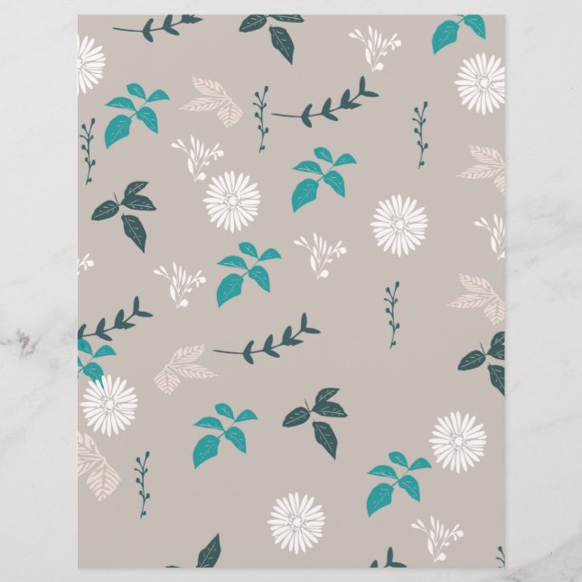 Gray Floral scrapbook paper (Front)