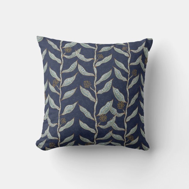 Gray floral vines  throw pillow (Front)