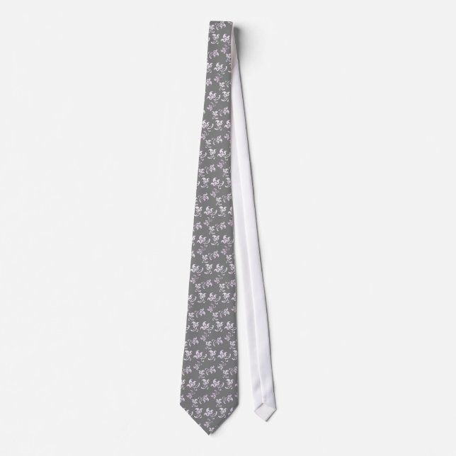 Gray Flowers Tie (Front)
