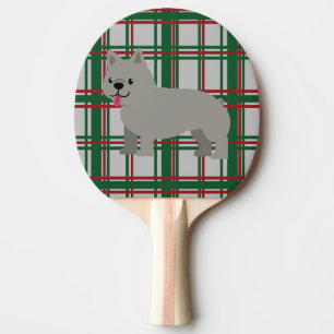 Gray French Bulldog, Christmas Plaid Ping Pong Paddle