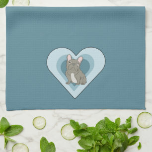Gray French Bulldog Kitchen Towel