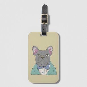Gray French Bulldog Luggage Tag