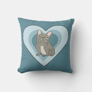 Gray French Bulldog Throw Pillow