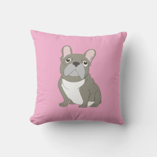 Gray French Bulldog Throw Pillow