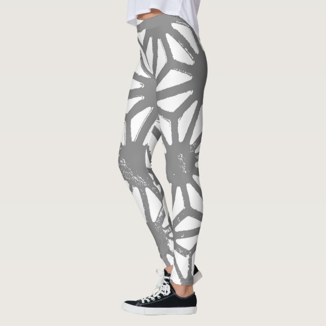 Gray geometric pattern leggings (Left)
