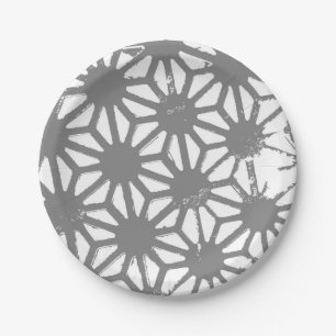 Gray geometric pattern paper plate