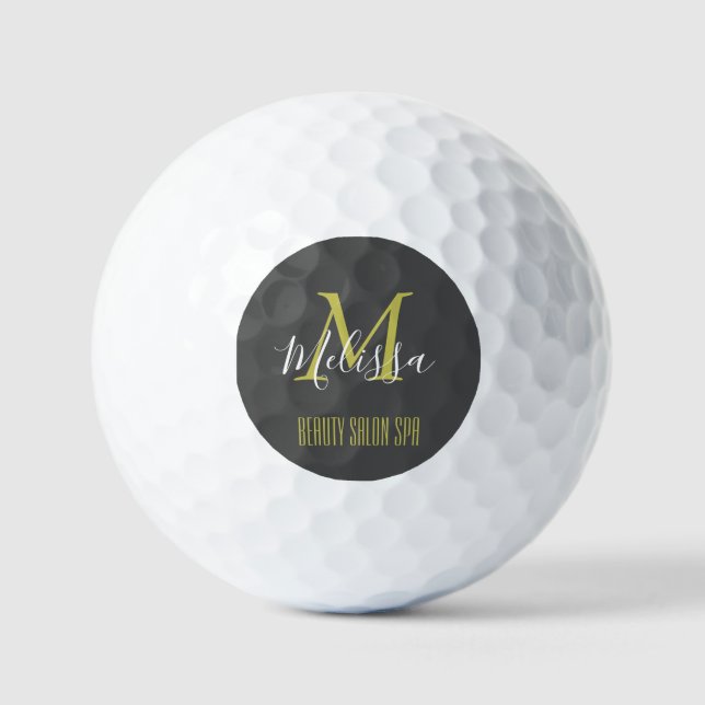 Gray Gold Beauty Salon SPA by Melissa Monogram  Golf Balls (Front)