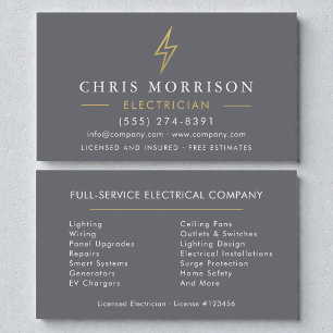 Gray Gold Electrician Business Card