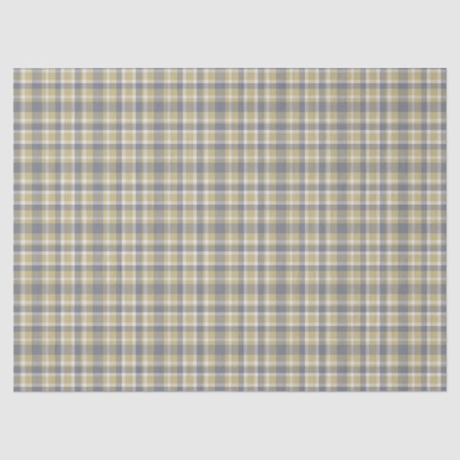 GRAY GOLD WHITE PLAID PATTERNS TISSUE PAPER (Front)