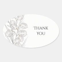 Gray Green Botanical Wedding Thank You Sticker