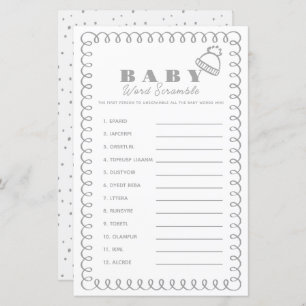 Gray Hand-Drawn Beanie Baby Word Scramble