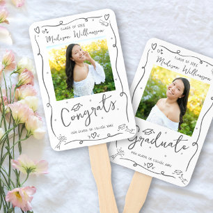 Gray Hand Drawn Doodles Graduation 2 Photo White Fan