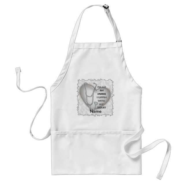 Gray Heart RN Registered Nurse Standard Apron (Front)