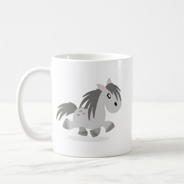Gray Highland Pony Cartoon Mug (Left)