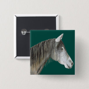Gray Horse 2 Inch Square Button