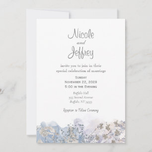 Gray Ice Winter Elégant Mariage Invitation