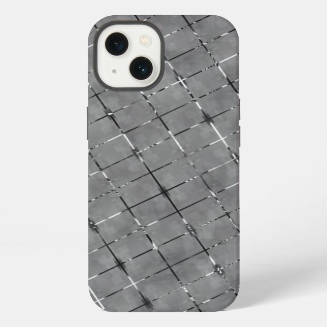 Gray image divided into rectangles, glow wire iPhone case (Back)
