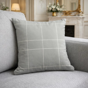 Gray Ivory Neutrals Checked Modern Throw Pillow