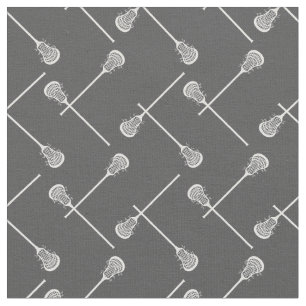 Gray Lacrosse White Sticks Patterned Fabric