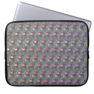 Gray Laptop Cover, yellow frames, pink, lilac Sleeve