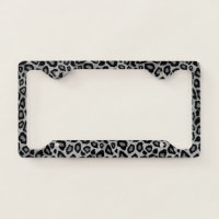 Gray Leopard Animal Print License Plate Frame