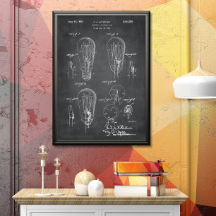 Gray Light Bulb Patent Poster