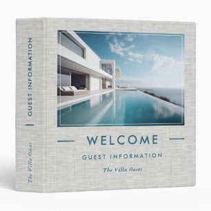 Gray Linen Vacation Welcome Guest Informations Binder