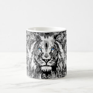 Gray Lion Coffee Mug - Tête de lion dessin