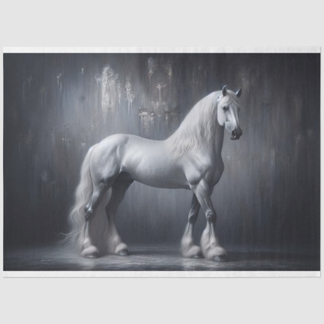 Gray Majestic Horse Decoupage Tissue Paper (Front)