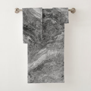 Gray marble bath towel set