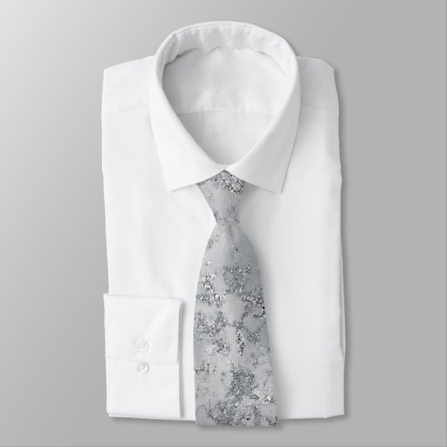 GRAY MARBLE CUSTOM TIE (Tied)