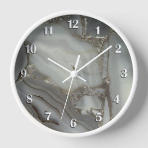 Gray Marble with Gold Vein Clock