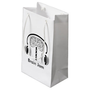 Gray Matter Brain Listing to Music Small Gift Bag