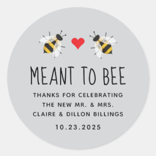 Gray Meant to Bee Honey Wedding Favor Tag