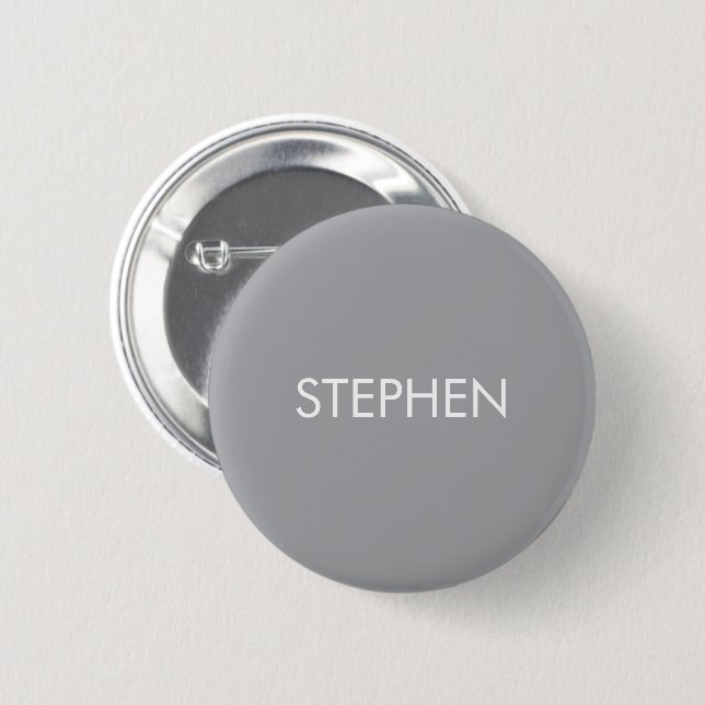Gray minimalist custom name  2 inch round button (Front & Back)
