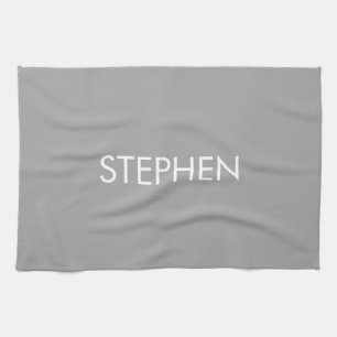 Gray minimalist custom name kitchen towel
