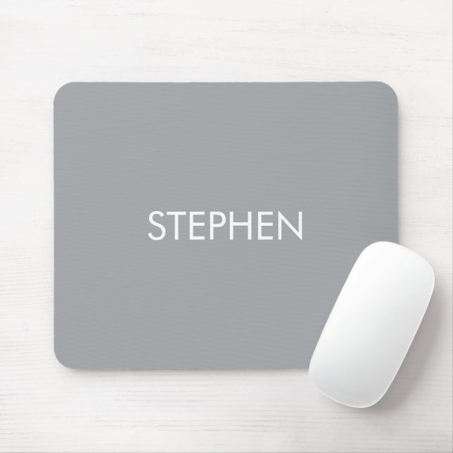 Gray minimalist custom name  mouse pad (With Mouse)