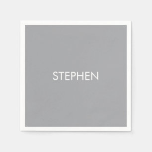 Gray minimalist custom name  napkin