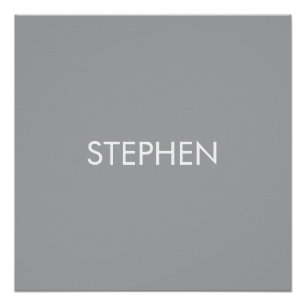 Gray minimalist custom name poster