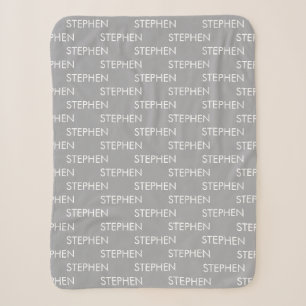 Gray minimalist custom name sherpa blanket