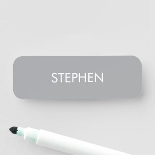 Gray minimalist custom name tag