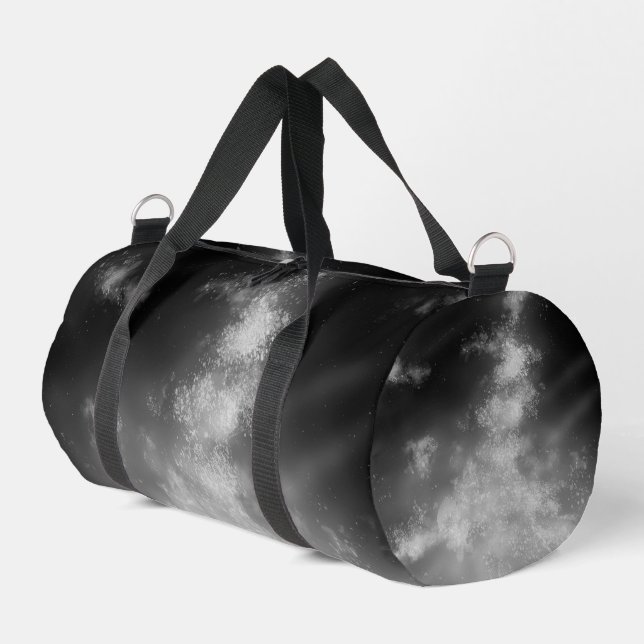 Gray Monochrome Night  Sky  Duffle Bag (Left Corner)