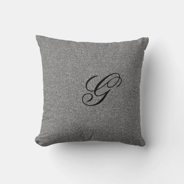 Gray monogram initial throw pillow (Front)