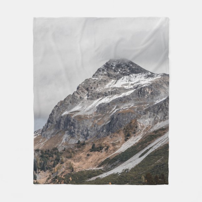GRAY MOUNTAINS WITH SNOW CAPPED SURROUNDED WITH TR FLEECE BLANKET (Front)