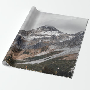 GRAY MOUNTAINS WITH SNOW CAPPED SURROUNDED WITH TR WRAPPING PAPER