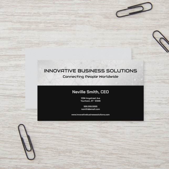 Gray Network Links Tech IT Computers Business Card (Front/Back In Situ)