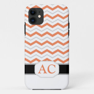 Gray & Orange Chevron Monogram iPhone 5 Case