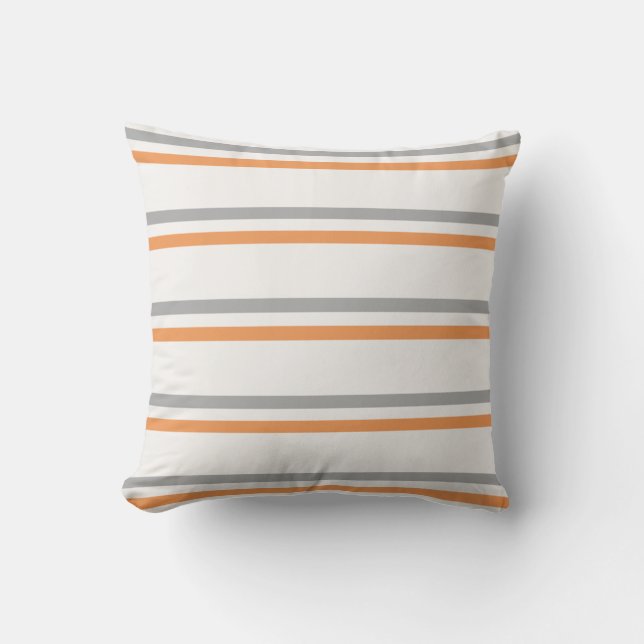 Gray, Orange, White modern Lines in Autumn Trend Throw Pillow (Front)