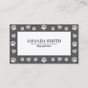 Gray Paw Prints Dog Groomer Business Card